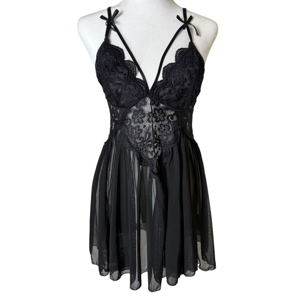 Unbranded Y2k Sheer Babydoll Black Tank Top Sz M Witchy Romantic Fairy Grunge